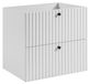 3xE living Meuble de salle de bain Suspendu sous lavabo 60 cm, 2 tiroirs, Blanc + Plateau Blanc, poignées noires, 60 x 44,4 x 58,6 cm