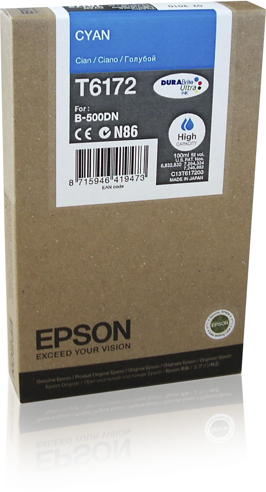 Epson Inkt tank Cyan T6172 DURABrite Ultra Ink (high capacity) single pack / cyaan