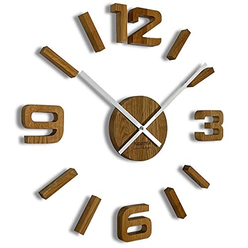 FLEXISTYLE 3D wandklok DIY hout eiken 50-75 cm - wit
