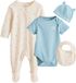 Next Jongens 4-delige babyset van pyjama, romper, beanie en slabbetje - Blauw