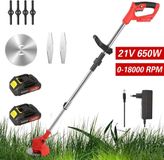 Shenzhen Haorui Industrial Technology Co., Ltd. Coupe-bordure électrique - Sans fil - Incluant 2 batteries - Acier inoxydable - 18000 tr/min - Poignée antidérapante - Puissance 650W - 21V - Outil de jardin - Orange noir