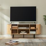 en.casa TV meubel Tvedestrand 140x40x55 cm marmer wit en naturel