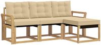 vidaXL - Buiten - bank - set - 4 - st - Wit - en - Beige