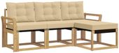 vidaXL - Salon d'extérieur - 4 pièces - Blanc et Beige