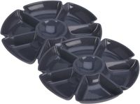 Excellent Houseware Hapjes / chips serveerschaal - 2x - donkergrijs - D29 cm - vakjes dienblad - kunststof
