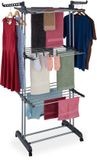 Merkloos Relaxdays Droogtoren met wieltjes - 3 etages - 179 x 126 x 63,5 cm - metaal - staand - grijs