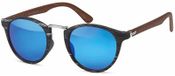styleBREAKER Sonnenbrille, Panto-Form, Holzoptik | Runde Retro-Brille mit Metallstegen und UV400-Schutz | Modisches Design mit Holzoptik (Kunststoff), inklusive Etui und Tuch