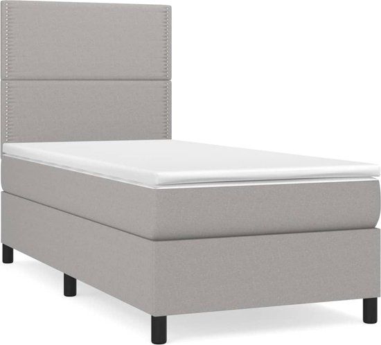 vidaXL Boxspring met matras stof lichtgrijs 100x200 cm