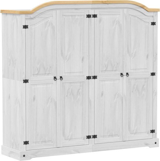 vidaXL Kledingkast Corona wit massief grenenhout