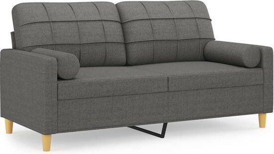 vidaXL Tweezitsbank met sierkussens 140 cm stof donkergrijs