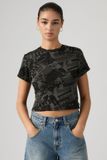Levi's Essential Sporty T shirt met print - Women's - XS - Zwart / Zine Cowboy Grid Pirate Black