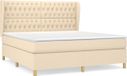 vidaXL Boxspringbed met matras, crème kleur, 180x200 cm, stoffen bekleding