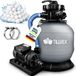 tillvex® Système de filtration à sable pour piscine avec minuterie 7.900L/h incl. 400g balles filtrantes | Système de filtration 7 voies valve & adaptateur 2 en 1 Ø32mm - 38mm | Filtre de piscine avec manomètre | Filtre à sable pour piscine gris