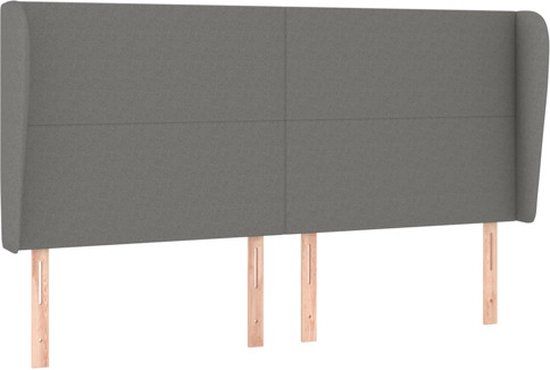 vidaXL Hoofdbord - Stof - Donkergrijs - 203x23x118/128 cm