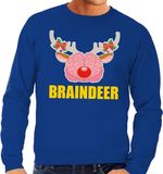 Bellatio Decorations Shoppartners Bv Foute kersttrui / sweater braindeer blauw voor heren - Kersttruien XXL