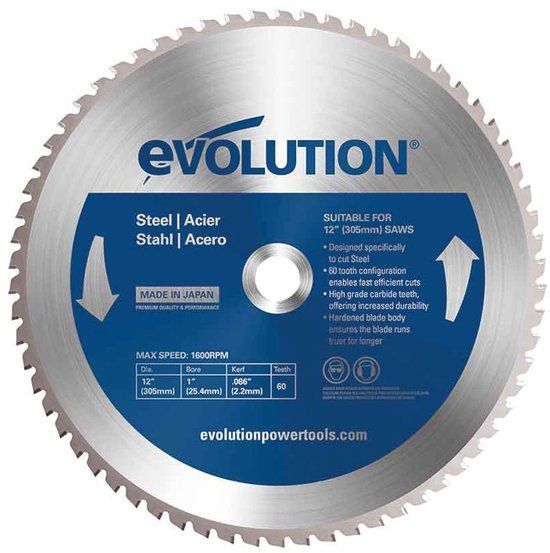 Evolution - TCT Cirkelzaagblad - 305mm - 60 tand - Voor staal