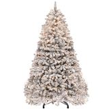YITAHOME 1,8 m voorverlichte kunstkerstboom met 250 ingebouwde LED, volledige sneeuw stroomden met 800 stroomden tips, opvouwbaar metalen frame en standaard, pop-up kerstboom voor thuisfeest, 182 x
