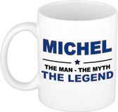 Bellatio Decorations Michel cadeau mok - man myth legend - naam koffiemok / beker - wit en blauw - 300 ml - verjaardag