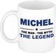 Bellatio Decorations Michel cadeau mok - man myth legend - naam koffiemok / beker - wit en blauw - 300 ml - verjaardag