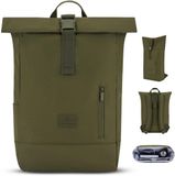Johnny Urban Robin Medium Roll Top Rugzak voor dames en heren, duurzame rolltop-dagrugzak, casual dagrugzak, met laptopvak van 16 inch (40,6 cm), waterafstotend, Olijf, Eén maat