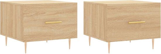vidaXL Salontafels 2 stuks 50x50x40 cm Bewerkt Hout Sonoma Eikenkleurig