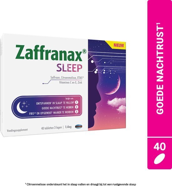 Zaffranax&#174; Sleep 40 Tabletten - Slaap, Vermoeidheid, Stressmomenten
