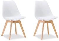 Homestyle4u Eetkamerstoel van Hout en Kunststof - Set van 2 - Wit