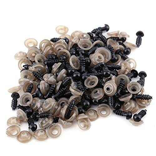 Eujgoov 100st Zwarte Kunststof Pop Ogen Kit Voor DIY Amigurumis Creatieve Hobby'S (6mm)