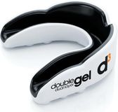 d3 Mondbescherming voor sport, dubbellaagse gel, maat voor volwassenen vanaf 12 jaar, voor contactsport, boksen, MMA, kickboksen, Muay Thai, rugby, vechtsport, hygiënische hoes (wit/zwart)