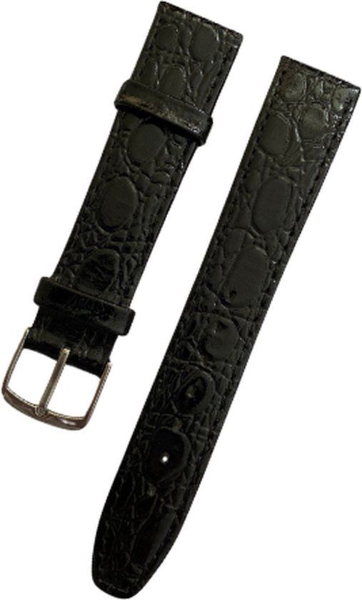 Leren horlogebandje - Zwart - 18 mm - Unisex