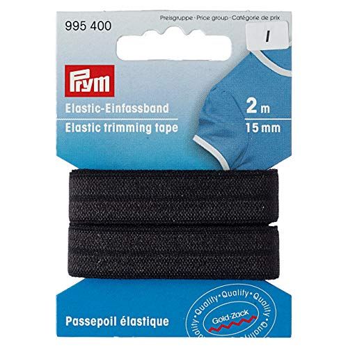 Prym Elastieke trimband - Zwart (15 mm, 2m) - 1 Stuk