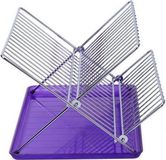 Webshop household - Sauvic Opklapbaar / uitklapbaar RVS afdruiprek met onderplaat - Paars