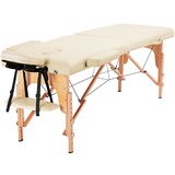 Yaheetech Massagetafel 2 zones draagbaar massagebed in hoogte verstelbaar houten voeten incl. hoofdsteun & armleuningen 213 cm L × 82 cm tot 250 kg belastbaar