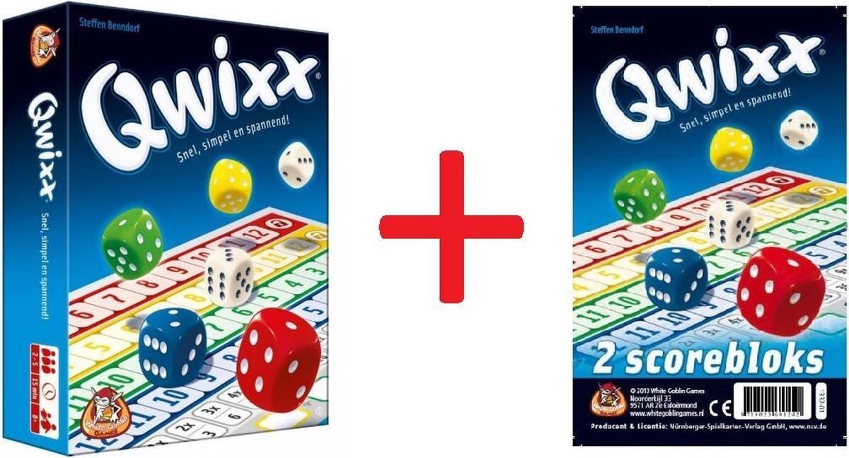 White Goblin Games Qwixx set - Dobbelspel - met 2 extra scoreblocks