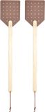 Esschert Design Vliegenmepper - 2 stuks - Hout/Leer - Bruin - 52 cm