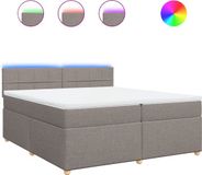 vidaXL Boxspringbed met matras, taupekleurig, 200x200 cm, gestoffeerd
