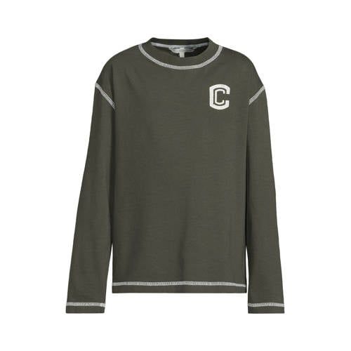 Coolcat relaxed overlock longsleeve met C logo Danny khaki