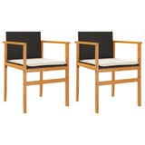 VidaXL Tuinstoelen 2 stuks met kussens, polyrattan en massief acaciahout, crème/wit