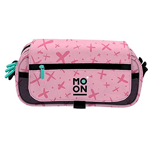 Grafoplás 37546453 etui met drie ritssluitingen, roze, collectie Moon, afmetingen: 23 x 10 x 10 cm