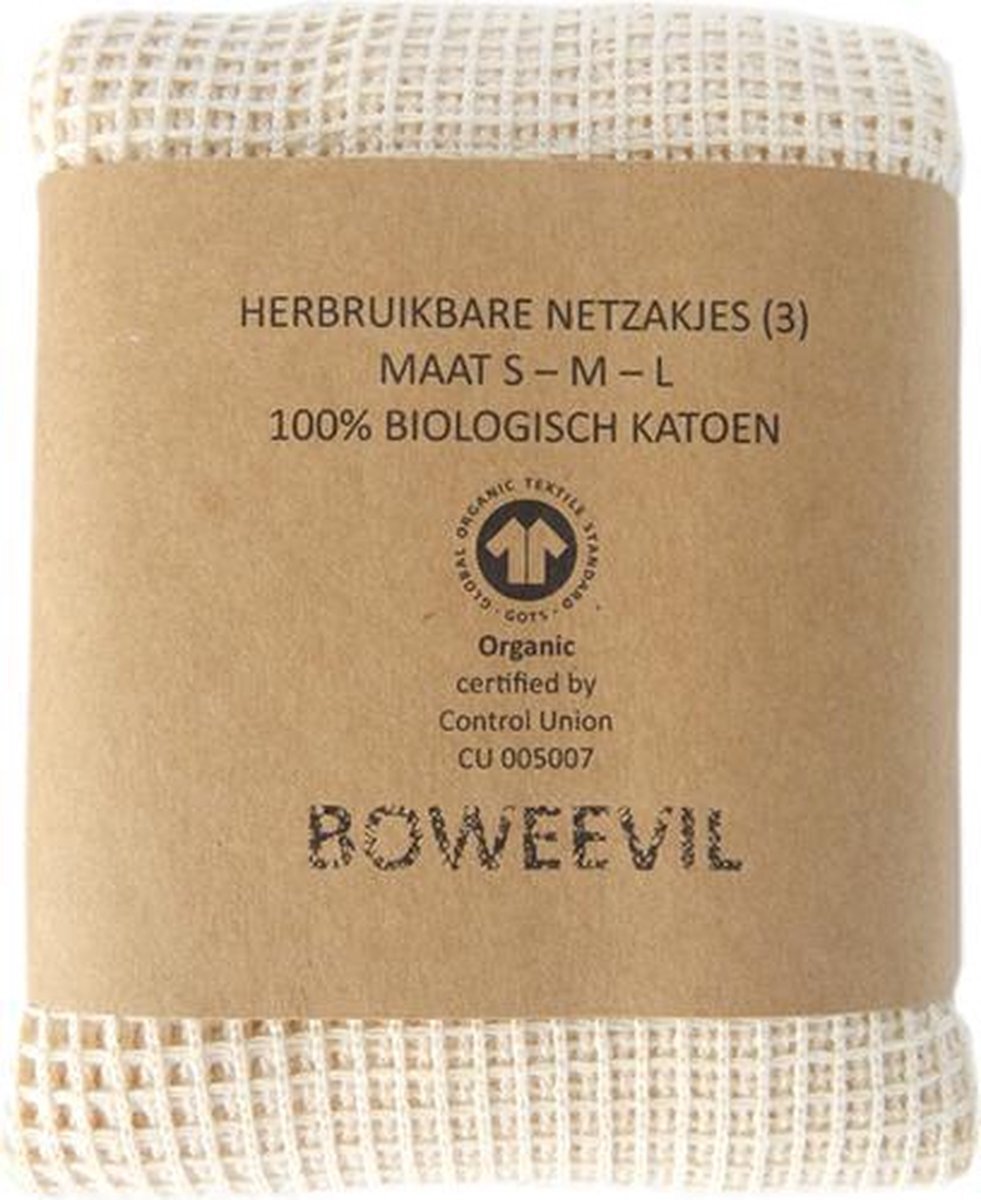 Boweevil Fruit en Groente netjes - 3 stuks: size S, M en L Groentezakjes - S + M + L n/a