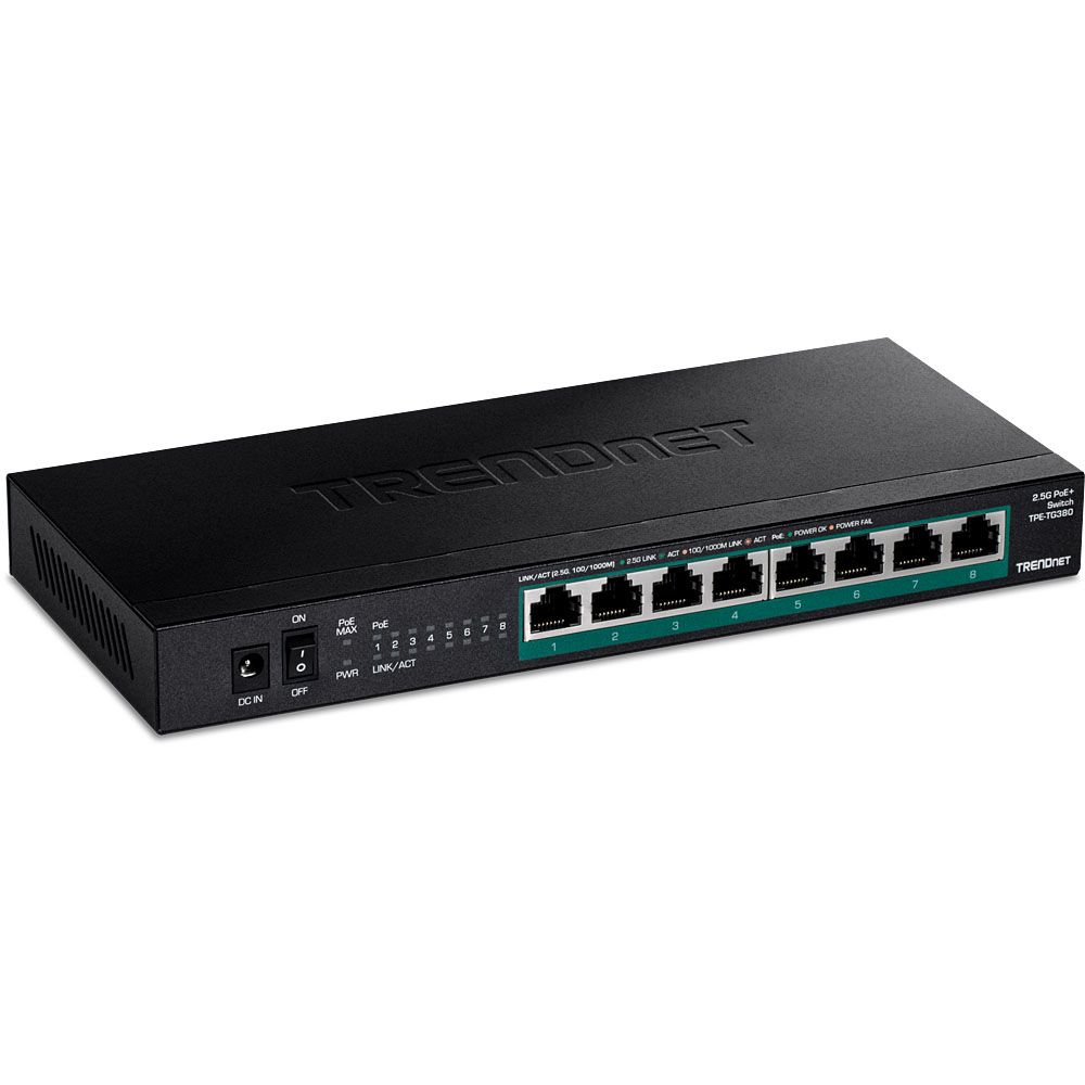 Trendnet TPE-TG380 - 8-Port 2.5G Unmanaged PoE+ Switch - Black