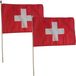 Merkloos / Sans marque Luxe grote zwaaivlaggen Zwitserland - 2x - 30 x 45 cm - op lange stok - feestartikelen en versieringen - Handvlaggen