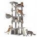 Feandrea Krabpaal, Grote Kattenboom, 5 Niveaus, 55 x 45 x 184,5 cm | Met Pluche en Sisal, 2 Krabplanken, Kattenhuis, Duif grijs, CLAWFY Collectie PCT014G101