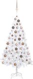 vidaXL Kunstkerstboom met verlichting en kerstballen 120 cm PVC wit