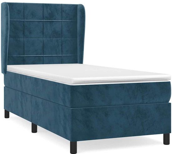 VidaXL Boxspring met matras fluweel donkerblauw 80x200 cm