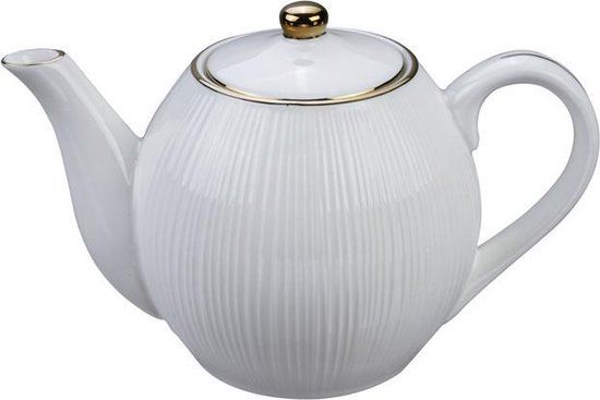 Tokyo Design Studio Nippon White Gold Round Teapot - 1.3L - White/Gold