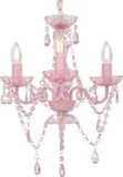 vidaXL Kroonluchter met kralen rond 3xE14 roze