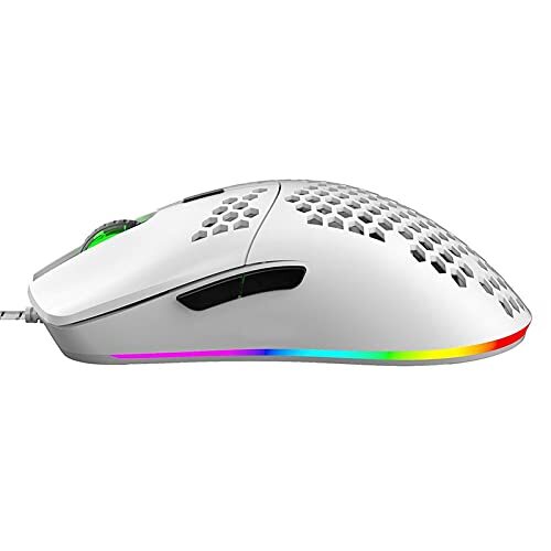 TWDYC Usb Wired Gaming Mouse Rgb Speler Muis met zes verstelbare Dpi Honingraat Hollow Ergonomisch Ontwerp, Geschikt voor Desktopcomputers en laptops (wit)