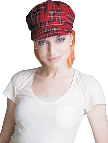 Dress Up America Plaid Newsboy Hat with Hair (One Size)