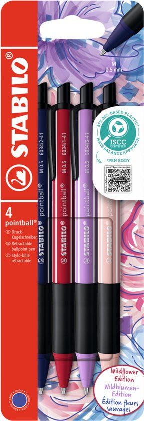 STABILO pointball - Balpen - NatureCOLORS Wildflower - Etui Met 4 Kleuren